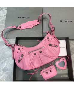 Replica Balenciaga 67130723 Women's Le Cagole Small Shoulder Bag Arena lambskin In Pink
