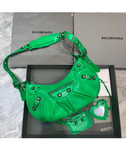 Replica Balenciaga 67130723 Women's Le Cagole Small Shoulder Bag Arena lambskin In Green