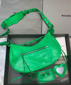 Replica Balenciaga 67130723 Women's Le Cagole Small Shoulder Bag Arena lambskin In Green 2