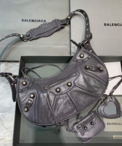 Replica Balenciaga 67130723 Women's Le Cagole Small Shoulder Bag Arena lambskin In Grey