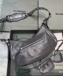 Replica Balenciaga 67130723 Women's Le Cagole Small Shoulder Bag Arena lambskin In Grey 2