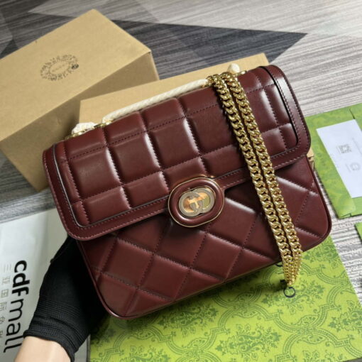Replica Gucci ‎740834 GG Deco Small Shoulder Bag Wine Red 3