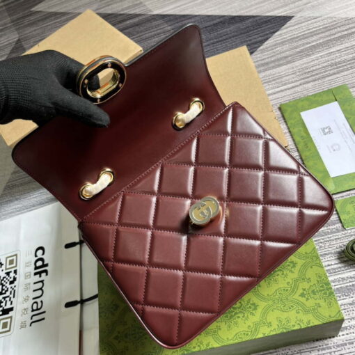 Replica Gucci ‎740834 GG Deco Small Shoulder Bag Wine Red 6