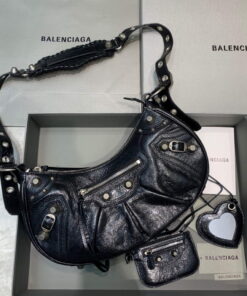 Replica Balenciaga 67130723 Women's Le Cagole Small Shoulder Bag Arena lambskin In Black