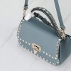 Replica Valentino 2B0I52 Small Rockstud Grainy Calfskin Handbag 2025S Gray 9