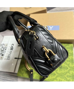 Replica Gucci 746319 GG Marmont Small Top Handle Bag Black 2