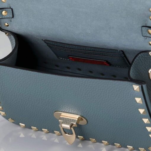 Replica Valentino 2B0I52 Small Rockstud Grainy Calfskin Handbag 2025S Blue 2