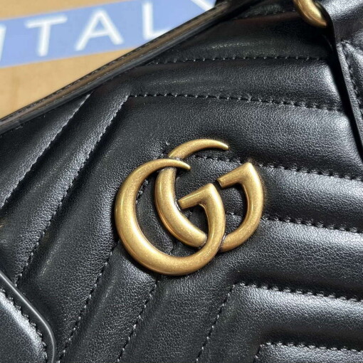 Replica Gucci 746319 GG Marmont Small Top Handle Bag Black 4