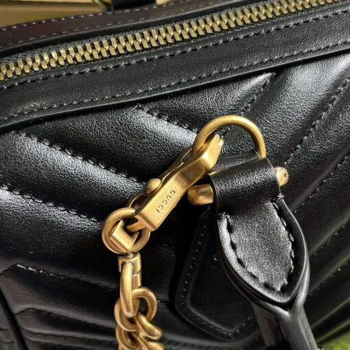 Replica Gucci 746319 GG Marmont Small Top Handle Bag Black 6