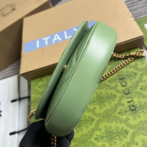 Replica Gucci 746431 GG Marmont Matelassé Chain Mini Bag Green 5