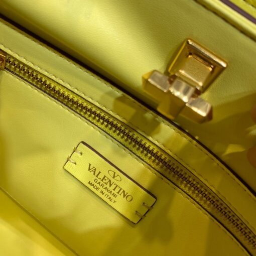 Replica Valentino 2021 Roman Stud The Handle Bag In Nappa 0097L Yellow 6