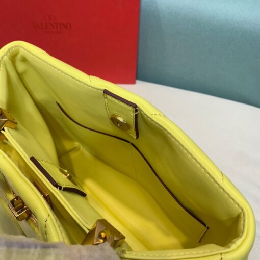 Replica Valentino 2021 Roman Stud The Handle Bag In Nappa 0097L Yellow 8