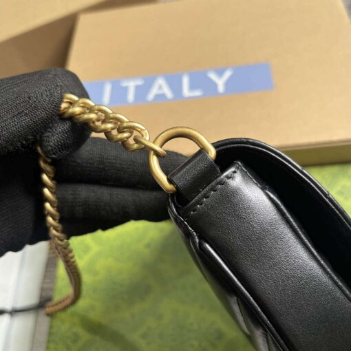 Replica Gucci 746431 GG Marmont Matelassé Chain Mini Bag Black 5