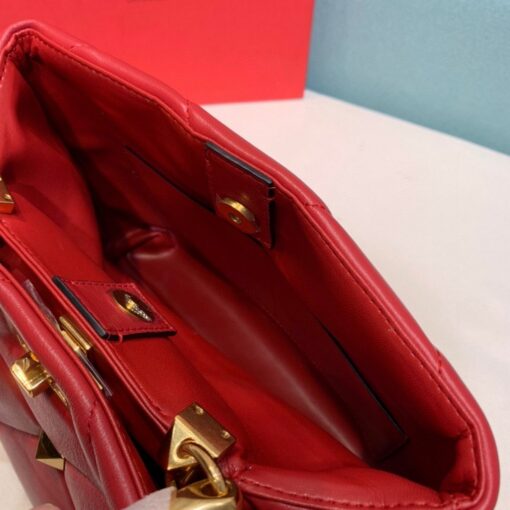 Replica Valentino 2021 Roman Stud The Handle Bag In Nappa 0097L Red 8