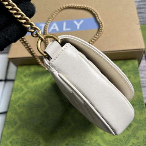 Replica Gucci 746431 GG Marmont Matelassé Chain Mini Bag White 2