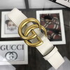 Replica Gucci Women Men's Leather Belt with Double G Buckle 20MM G19168 White