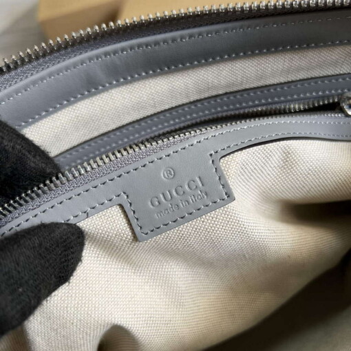 Replica Gucci 696009 GG Embossed Medium Messenger Bag Gray 8