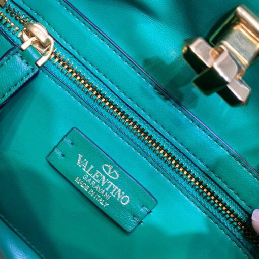 Replica Valentino 2021 Roman Stud The Handle Bag In Nappa 0097L Green 7