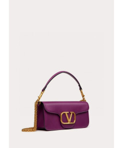 Replica Valentino XW0B0K30 Locò Calfskin Shoulder Bag Purple