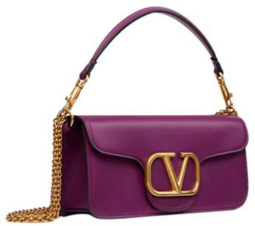 Replica Valentino XW0B0K30 Locò Calfskin Shoulder Bag Purple 5