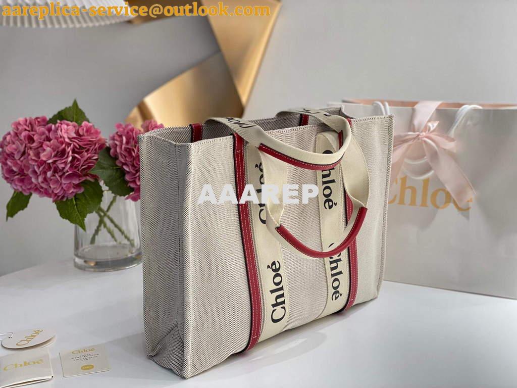 Replica Chloe 382E6690U Large Woody Tote Bag Red 3 Replica Chloe 382E6690U Large Woody Tote Bag Red 3