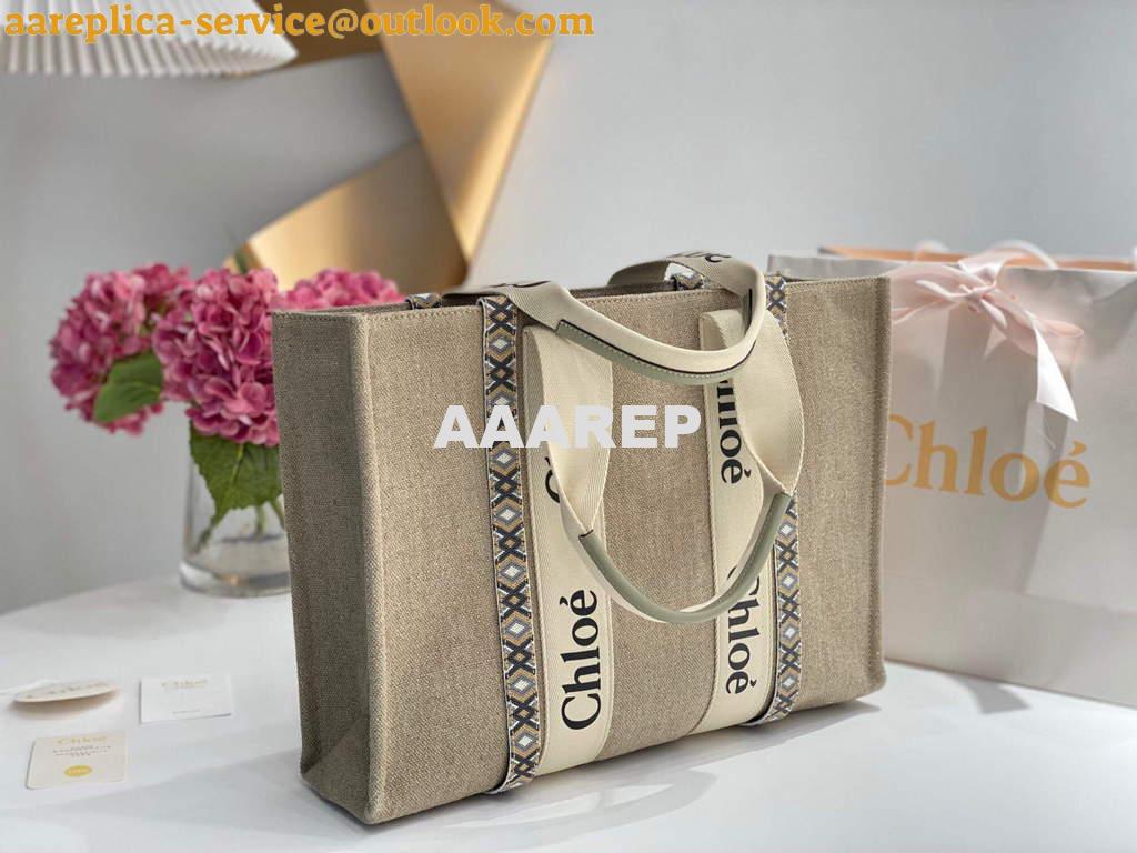 Replica Chloe 382E6690U Large Woody Tote Bag Green 2 Replica Chloe 382E6690U Large Woody Tote Bag Green 2