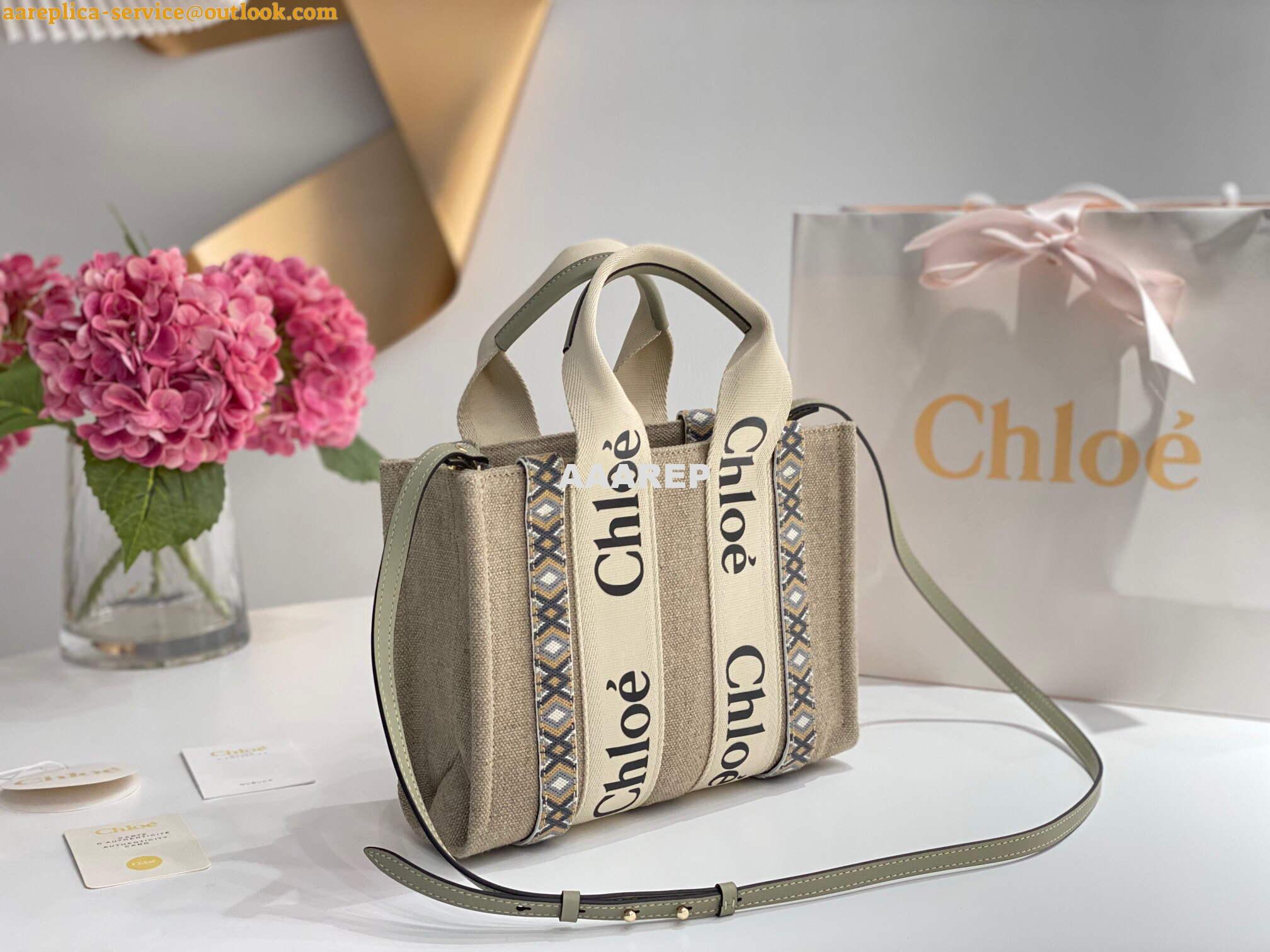 Replica Chloe 385E6690U Small Woody Tote Bag Green 2 Replica Chloe 385E6690U Small Woody Tote Bag Green 2
