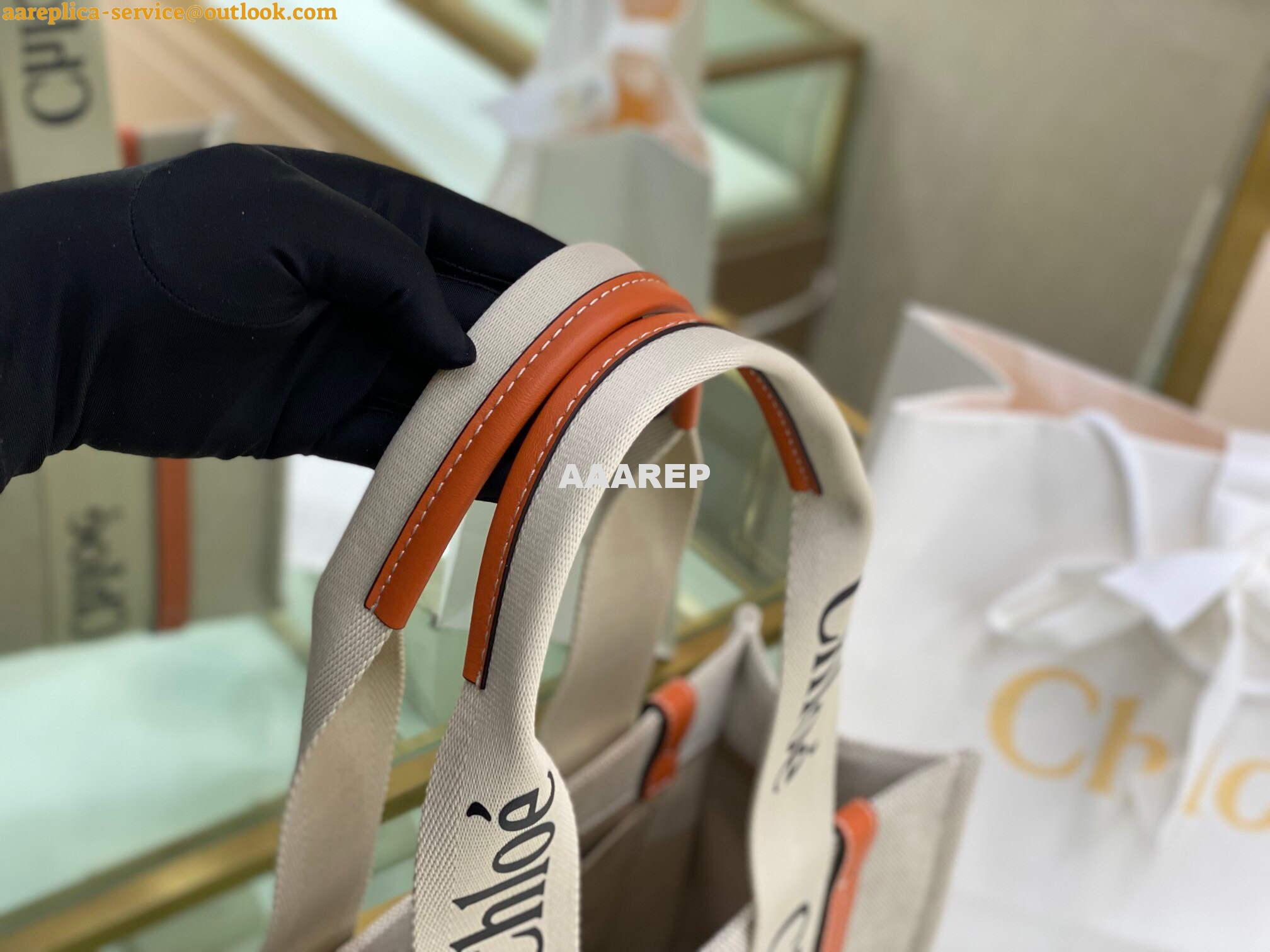 Replica Chloe 383E6690U Medium Woody Tote Bag in Cotton Canvas Brown 5 Replica Chloe 383E6690U Medium Woody Tote Bag in Cotton Canvas Brown 5