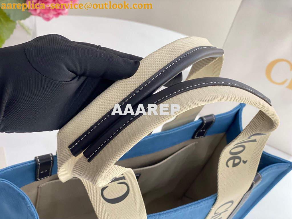 Replica Chloe 6690 Medium Woody Tote Bag in Cotton Canvas Blue 4 Replica Chloe 6690 Medium Woody Tote Bag in Cotton Canvas Blue 4