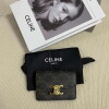 Replica Celine 10I583 Card Holder With Flap Triomphe In Shiny Calfskin Black 11