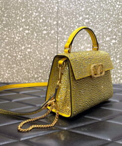 Replica Valentino 1W2B0G97TZA0FO Vsling Mini Handbag With Sparkling Embroidery Yellow 2