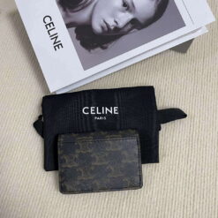 Replica Celine 10I583 Card Holder With Flap Triomphe In Triomphe Canvas Tan 2