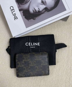 Replica Celine 10I583 Card Holder With Flap Triomphe In Triomphe Canvas Tan 2