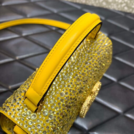 Replica Valentino 1W2B0G97TZA0FO Vsling Mini Handbag With Sparkling Embroidery Yellow 3