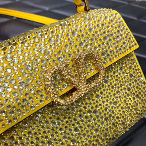 Replica Valentino 1W2B0G97TZA0FO Vsling Mini Handbag With Sparkling Embroidery Yellow 4