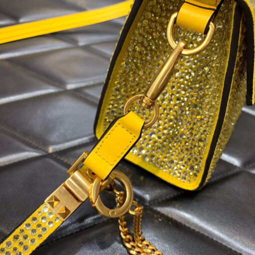 Replica Valentino 1W2B0G97TZA0FO Vsling Mini Handbag With Sparkling Embroidery Yellow 5