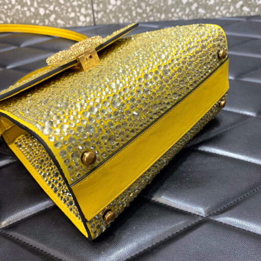 Replica Valentino 1W2B0G97TZA0FO Vsling Mini Handbag With Sparkling Embroidery Yellow 6