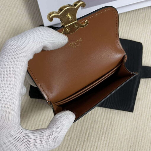 Replica Celine 10I583 Card Holder With Flap Triomphe In Triomphe Canvas Tan 6