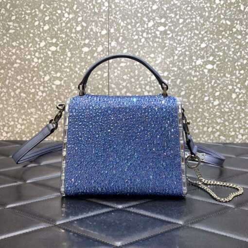 Replica Valentino 1W2B0G97TZA0FO Vsling Mini Handbag With Sparkling Embroidery Blue