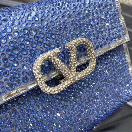 Replica Valentino 1W2B0G97TZA0FO Vsling Mini Handbag With Sparkling Embroidery Blue 4