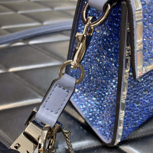 Replica Valentino 1W2B0G97TZA0FO Vsling Mini Handbag With Sparkling Embroidery Blue 5