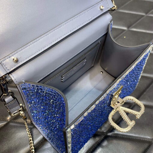 Replica Valentino 1W2B0G97TZA0FO Vsling Mini Handbag With Sparkling Embroidery Blue 7