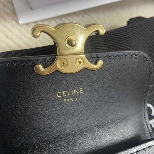 Replica Celine 10I583 Card Holder With Flap Triomphe In Shiny Calfskin Black 6