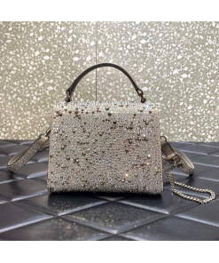 Replica Valentino 1W2B0G97TZA0FO Vsling Mini Handbag With Sparkling Embroidery Pearl Gray