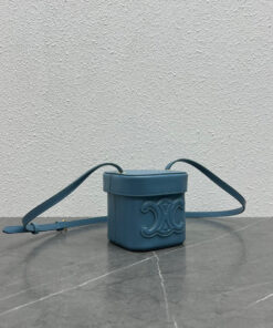 Replica Celine 199263 SMALL BOX cuir triomphe in Smooth Calfskin Blue 2