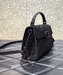 Replica Valentino 1W2B0G97TZA0FO Vsling Mini Handbag With Sparkling Embroidery Black 2