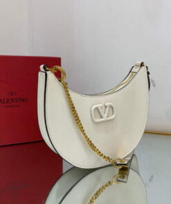 Replica Valentino 1W2P0W19RQR Mini Vlogo Signature Grainy Calfskin Hobo Bag Light Ivory 2