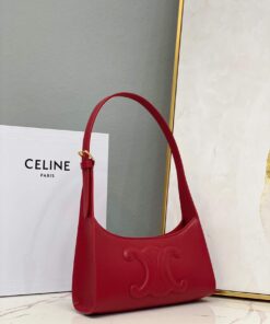 Replica Celine 198153 Shoulder Bag Cuir Triomphe in Smooth Calfskin Red 2