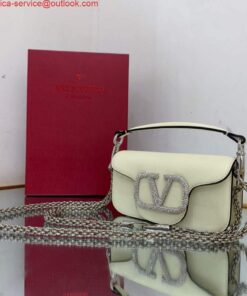Replica Valentino WB0K53ZXL Star diamond Locò Small Shoulder Bag in Calfskin Light Ivory 2