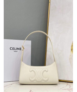 Replica Celine 198153 Shoulder Bag Cuir Triomphe in Smooth Calfskin White